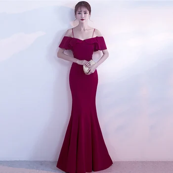 

Wine Red Floral Appliques Spaghetti Strap Short Sleeve Summer Elegant Long Dresses Sexy Night Club Women Wedding Party Dress