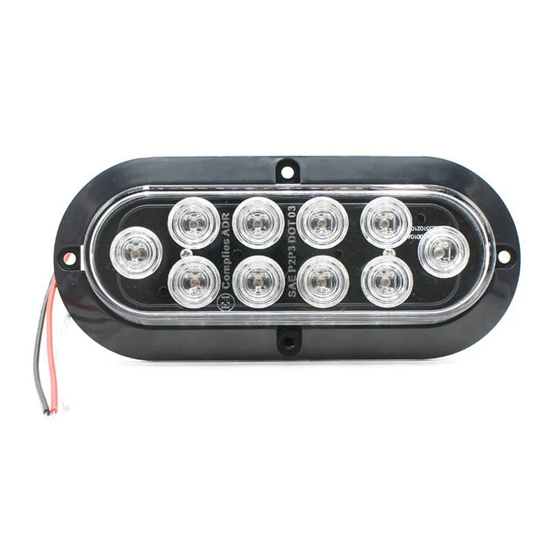 

10 Led Surface Mount Oval Reverse Lamp, Turn Signal Side Marker Tail Led Light For Truck Trailer Trail Bus 12V Dc ( Pack Of 2