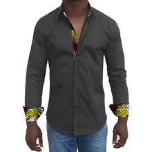 Модные рубашки в африканском стиле Мужская африканская одежда Дашики одежда батик с принтом и черный хлопок с длинным рукавом Лоскутные мужские рубашки