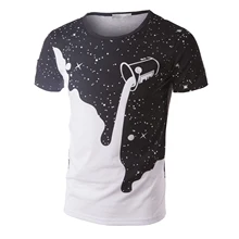New Mens Summer Tops Tees Short Sleeve T Shirt Man Printed Cotton t-shirt Men 3D Men tshirt Clothing Black White M
