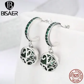 

2019 Brand New 100% 925 Sterling Silver Spring Green Tree of Life Hanging Drop Earrings for Women Sterling Silver Jewelry Brinco