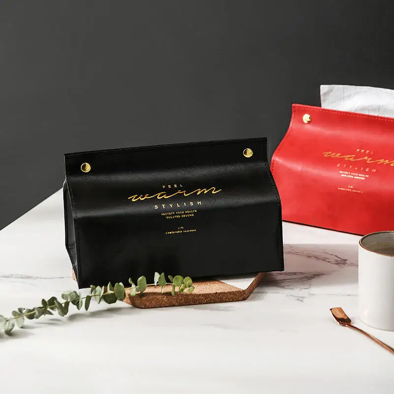 

Ins Nordic Leather Tissue Box Paper Dispenser Napkin Tissue Holder Living Room Home Car Tissue Case Kitchen Storage Organizer