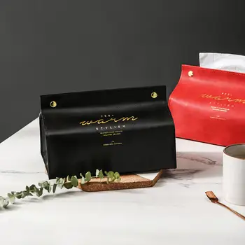 

Ins Nordic Leather Tissue Box Paper Dispenser Napkin Tissue Holder Living Room Home Car Tissue Case Kitchen Storage Organizer
