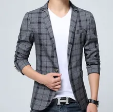Striped Formal Business Blazers Regular Fit Men Grey Blue Red Plaid Casual Blazer Jacket Korean Fashion Style Suit Clothing XXXL