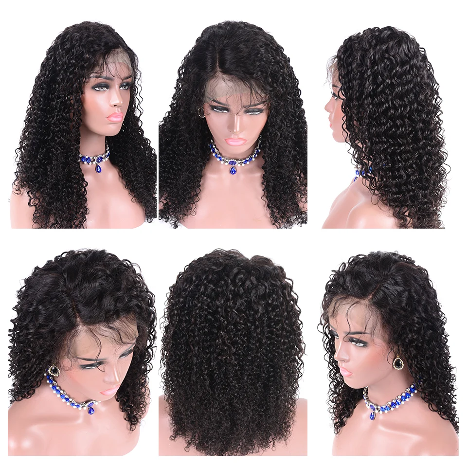Астерия волосы 4x4 закрытие парик Волнистые Синтетические волосы на кружеве парики из натуральных волос для Для женщин предварительно вырезанные 150% Remy натуральные черные бразильские парики