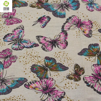 

Butterfly Pattern Linen Fabric Needlework Textile Sewing Fabrics For Home Decoration Cloth Tablecloth Curtain 50*145CM M61