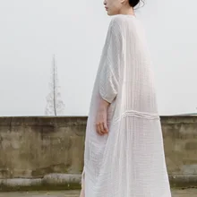 Новое летнее женское платье Мягкая разрез свободные литературы балахон длинное платье; удобная и дышащая одежда N066