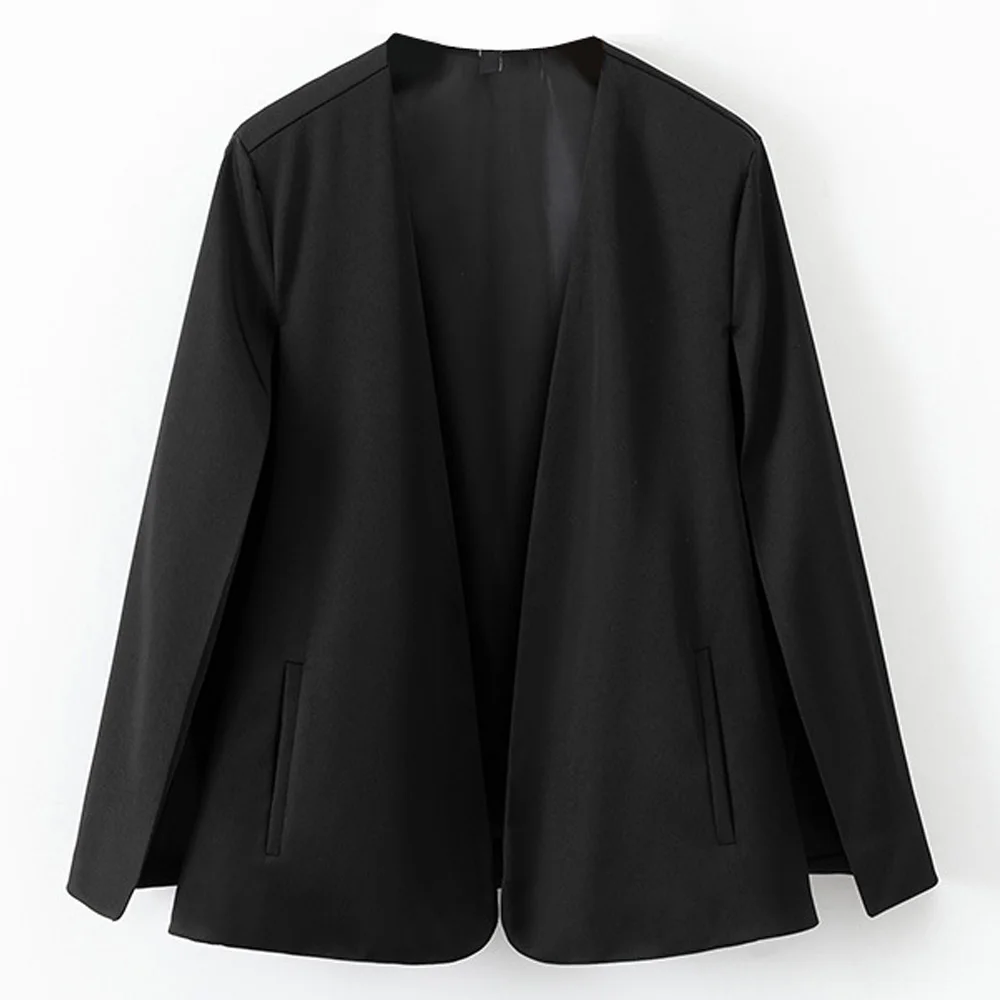 

ANSFX 2019 Stylish Deep V-Neck Split Cloak Blazer Coat Long Sleeve Fashion Women Cardigan Suit Outerwear Office Tops 2 Colors