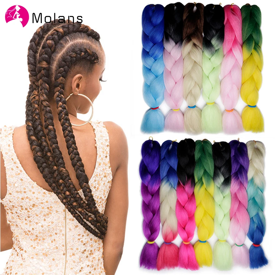 

MOLANS 2019 Jumbo Braid 1 PC Fold Length 60cm Chemical Fiber Braids Solid Chic Charming Big Braid Wigs Women Hair Accessories