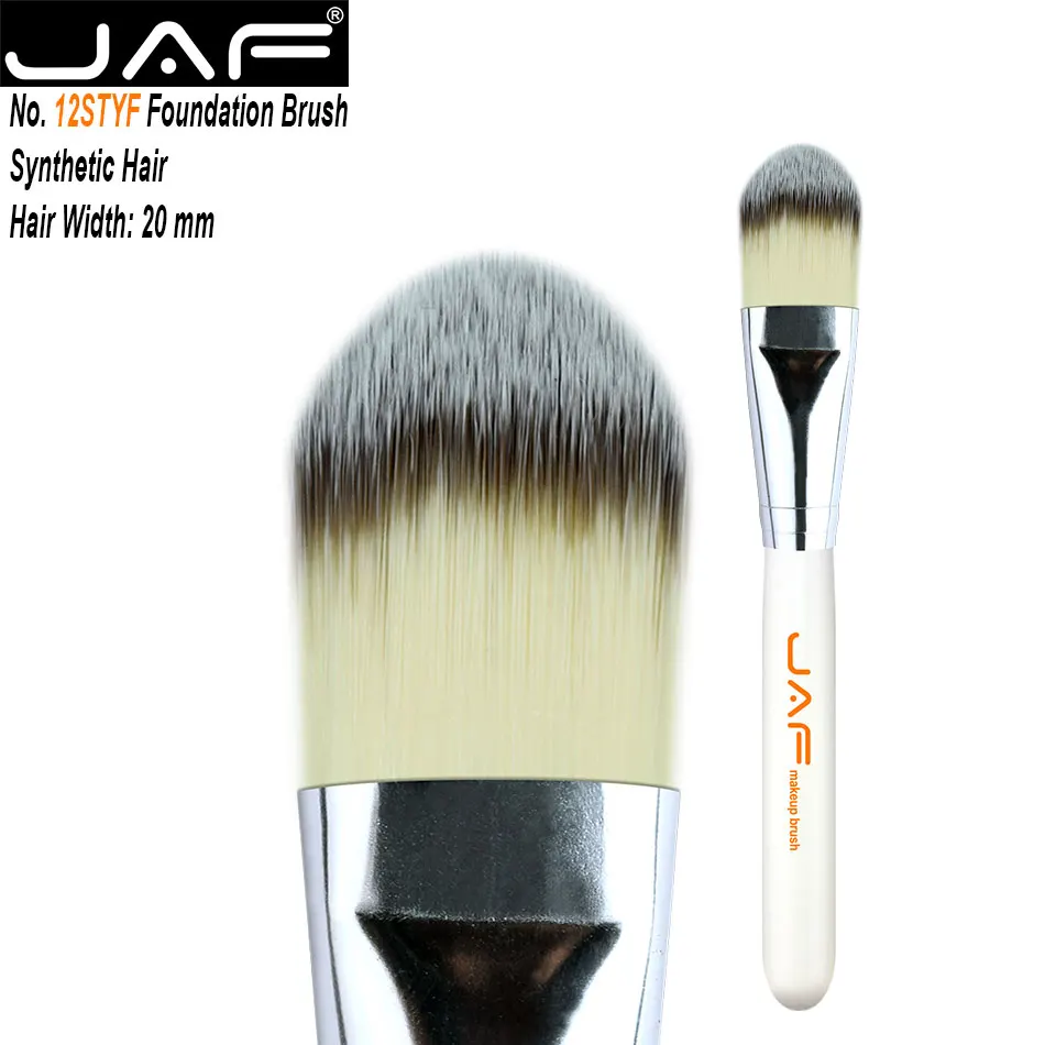 JAF, традиционная кисть для жидкой основы, веганские кисти для макияжа волос, для основы, кремовая основа, Кисть для макияжа-12 STYF - Handle Color: White 12STYF