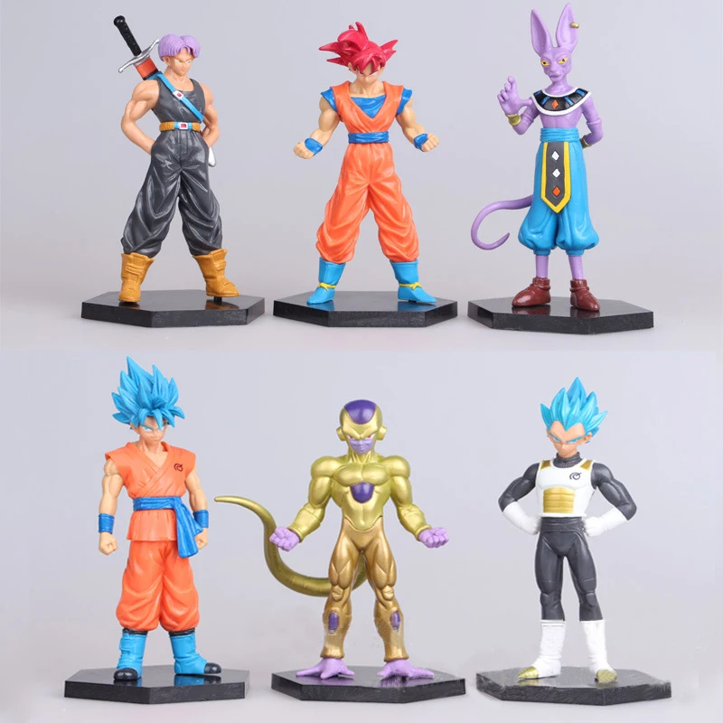 6 Pcs//Set Dragon Ball Super Beerus Goku Vegeta Frieza Figure Collectible Toy