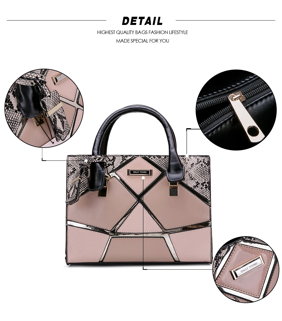 AFKOMST Top-handle Fashion Women Handbag Casual Patchwork Color Design Serpentine Stereotypes Shoulder Bag High Quality SY2135