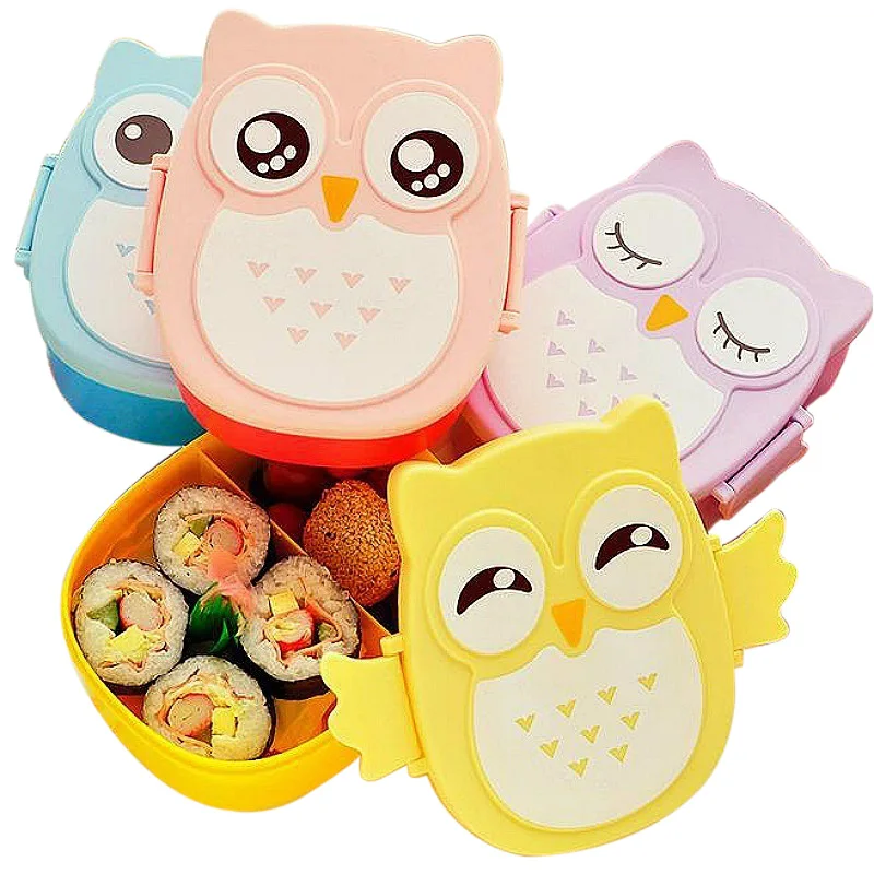 

Urijk Cute Owl Pattern Students Lunch Box With Spoon 900ml Camping Picnic Storage Box Portable Kids Bento Box Food Container