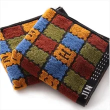 Top Grade 3 Colors Pure Cotton Jacquard Tartan Letters Face Towel 110g 34*75 cm Washcloth For Sports & Best Gift Free Shipping