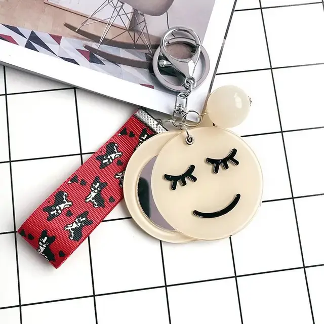 New Creative Fashion Mirror Keychain Personality Cute Portable Rotary