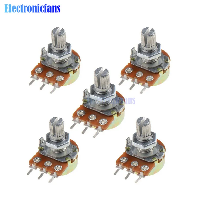 

5Pcs WH148 B1K Linear Potentiometer 3Pin Shaft With Nuts And Washers Ohm Linear Taper Rotary Potentiometers b1k
