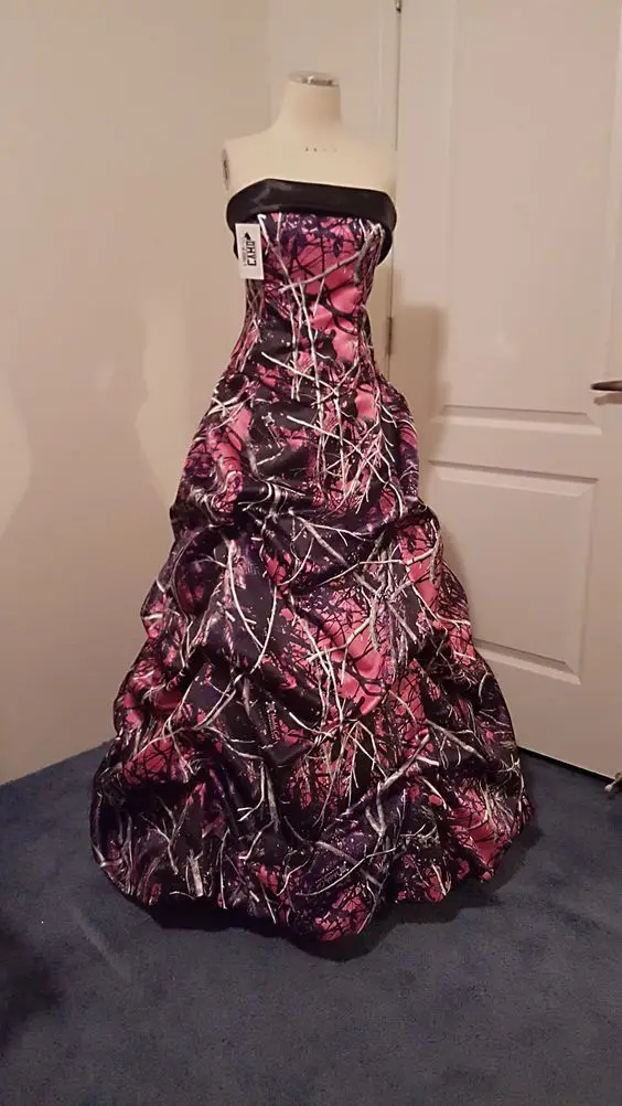 Hot Pink Muddy Girl Camouflage Wedding Party Dresses 2019