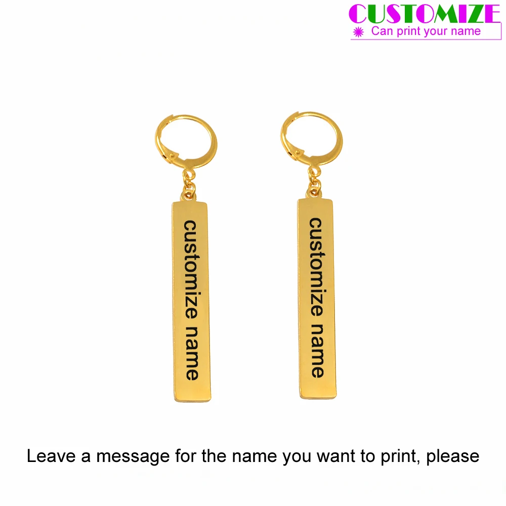 

Anniyo Customize Name Earrings for Women Girl Marshall Stainless Steel Personalized Engraving Letter Jewelry Micronesia #069621