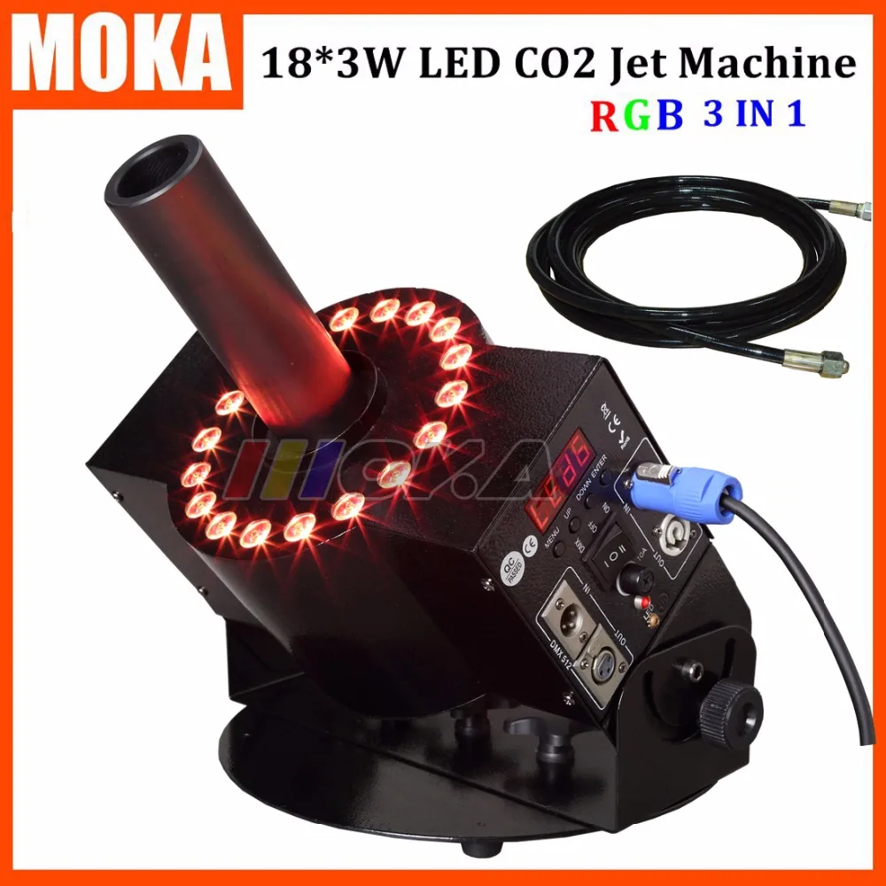 18 шт. * 3 Вт LED RGB CO2 струйная машина для тумана DMX с регулируемым углом обзора
