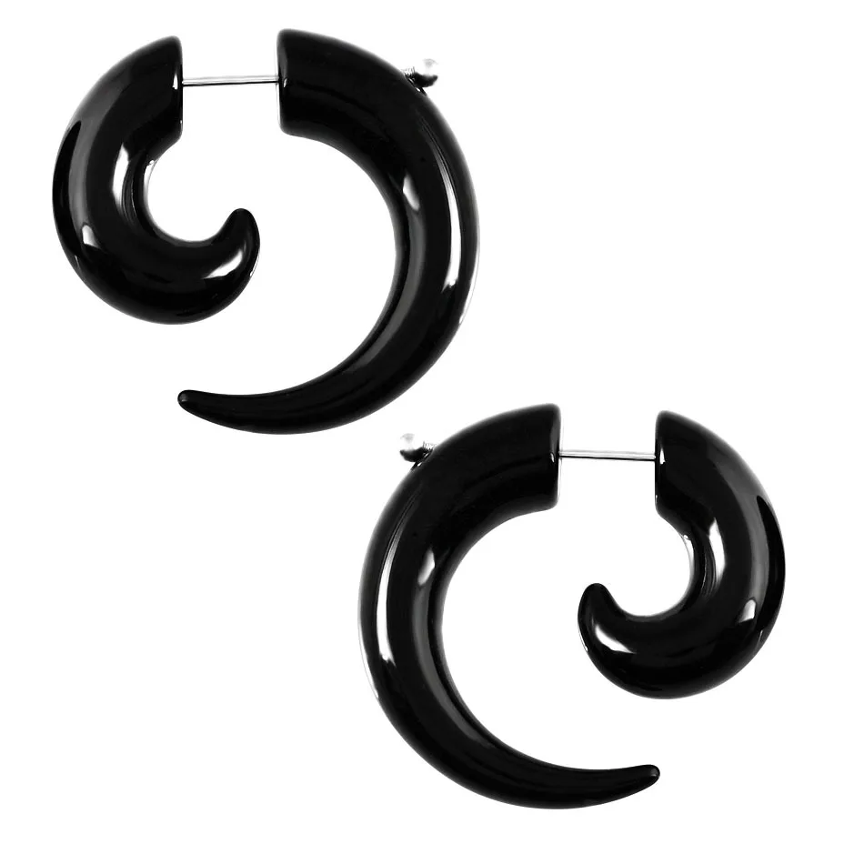 2pcs Free Shipping Acrylic Fake Ear Plug Black UV Ear Spiral Expanders