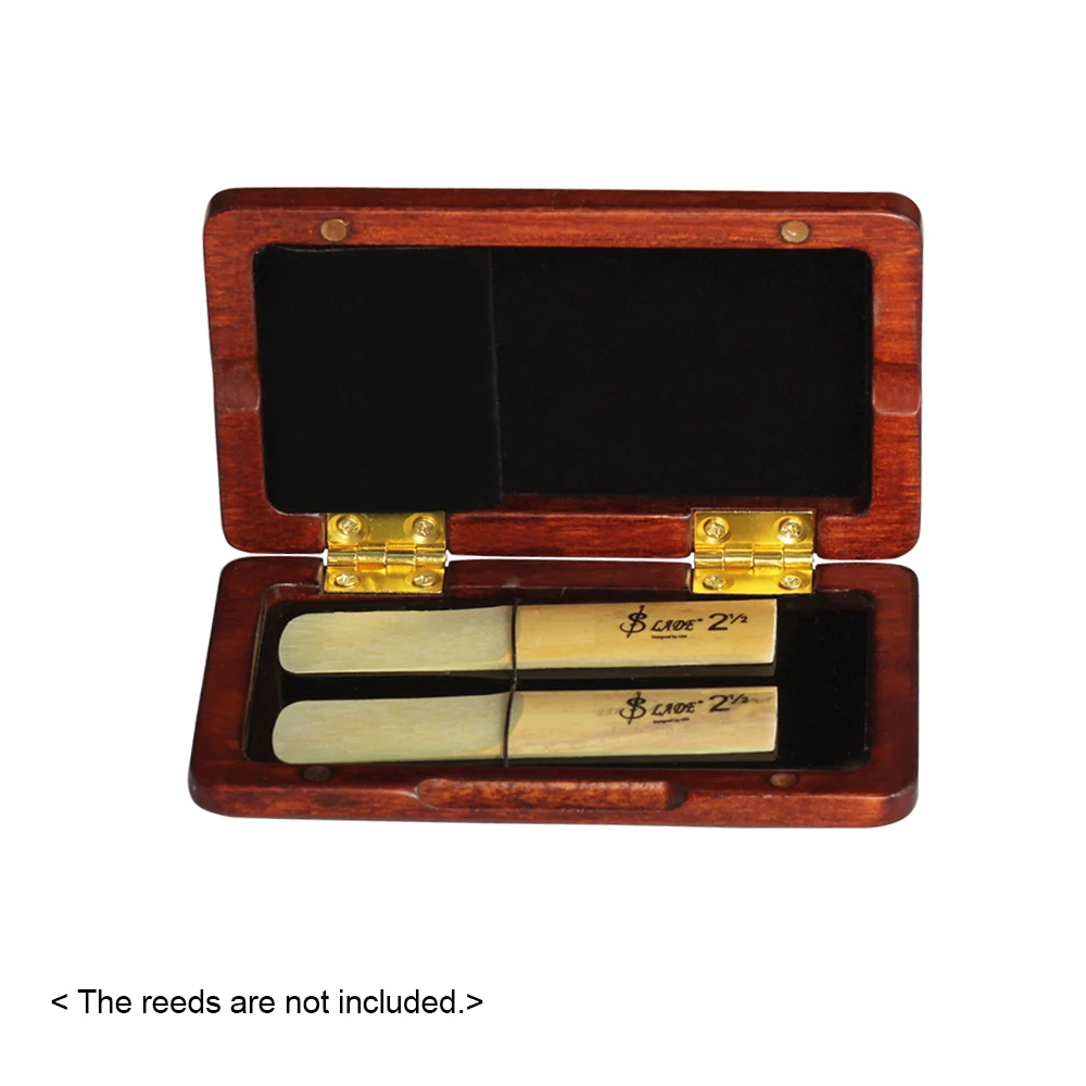 

Solid Wood Reed Case Wooden Saxophone Reed Holder Box for Tenor/ Alto/ Soprano Saxophone Clarinet Reeds, 2pcs Capacity