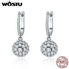WOSTU серебряные серьги для женщин 925 пробы серебро CZ светильник цветок серьги серебряные украшения Прямая поставка Orecchini BKE517