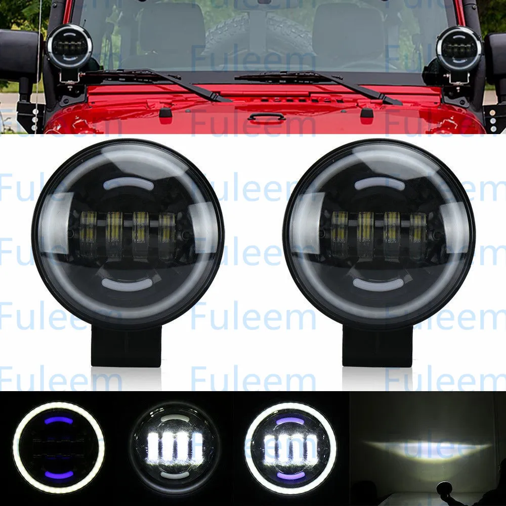 

Fuleem 2PCS 6 Inch Round 35W 6000k Led Driving Auxiliary Work Light Front Bumper Lamps 4x4 Trucks 12V 24V Waterproof