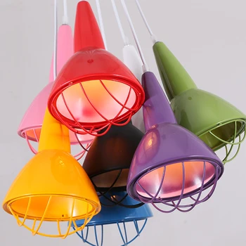 

Nordic iron wire color pendant light lier bar bedroom bar coffee hanging lighting