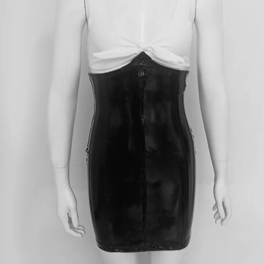 Женская Однотонная юбка-карандаш, модная юбка с высокой талией, кожаная, на молнии, облегающая, тонкая, короткая, Сексуальная мини-юбка#25