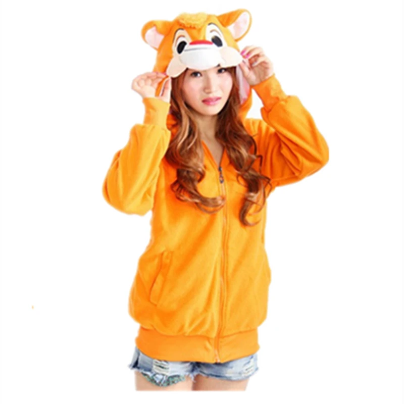 Cartoon squirrel Sweatshirts Long sleeve with zipper hat Cosplay