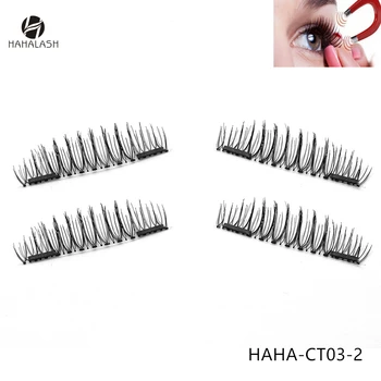 

HaHaLash no glue magnetic eye lashes 3D type with two or three magnets on Natural curl Hand Made faux mink eyelashes synthetic