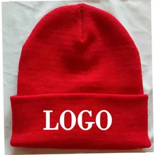 10 шт. в партии на заказ Красные шапочки для взрослых эластичные зимние теплые шапочки стежка логотип Skullies& акриловые шапочки Нормальный Большой размер одежда шапки