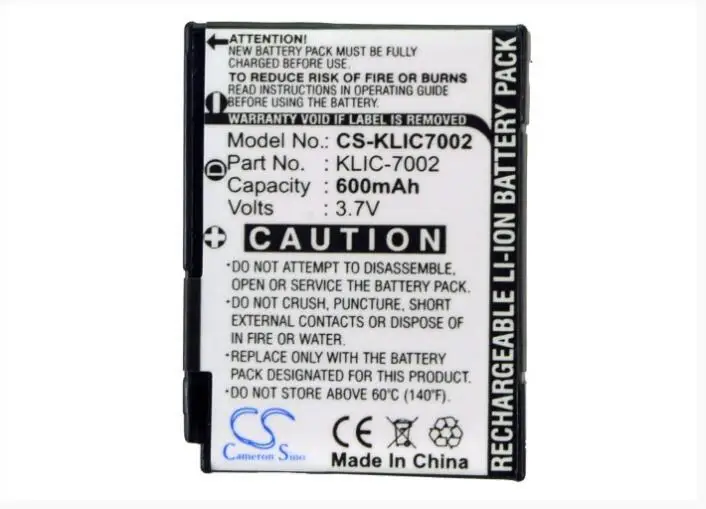 Аккумулятор Cameron Sino 600 мАч для KODAK EasyShare V530 V530 Zoom V603 V603 Zoom KLIC-7002 Аккумулятор для камеры