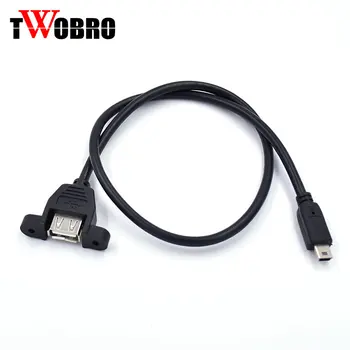 

TWOBRO 10pcs 50cm Mini USB 5pin Male to USB 2.0 B Female Socket Printer Panel Mount Cable