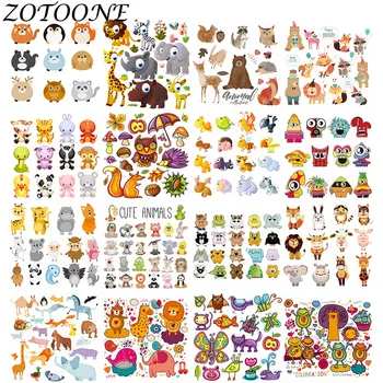 

ZOTOONE DIY Heat Transfer Patches for Clothing Applique Baby Clothes Decoration Cute Cartoon Animal Combination Iron on Patches