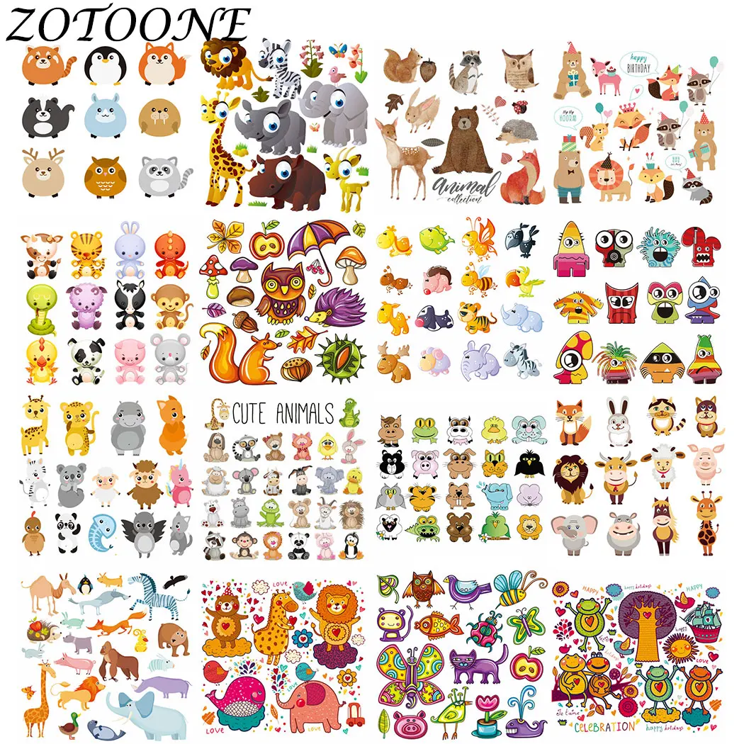 ZOTOONE DIY Heat Transfer Patches for Clothing Applique Baby Clothes Decoration Cute Cartoon Animal Combination Iron on Patches ZOTOONE DIY Heat Transfer Patches for Clothing Applique Baby Clothes Decoration Cute Cartoon Animal Combination Iron on Patches