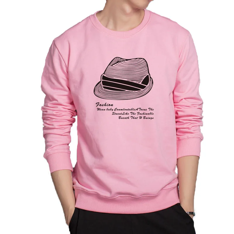 

Gentleman hoodies a hat printing sweatshirt personality pink hoodie men super cool streetwear soft cotton clothes harajuku hoody