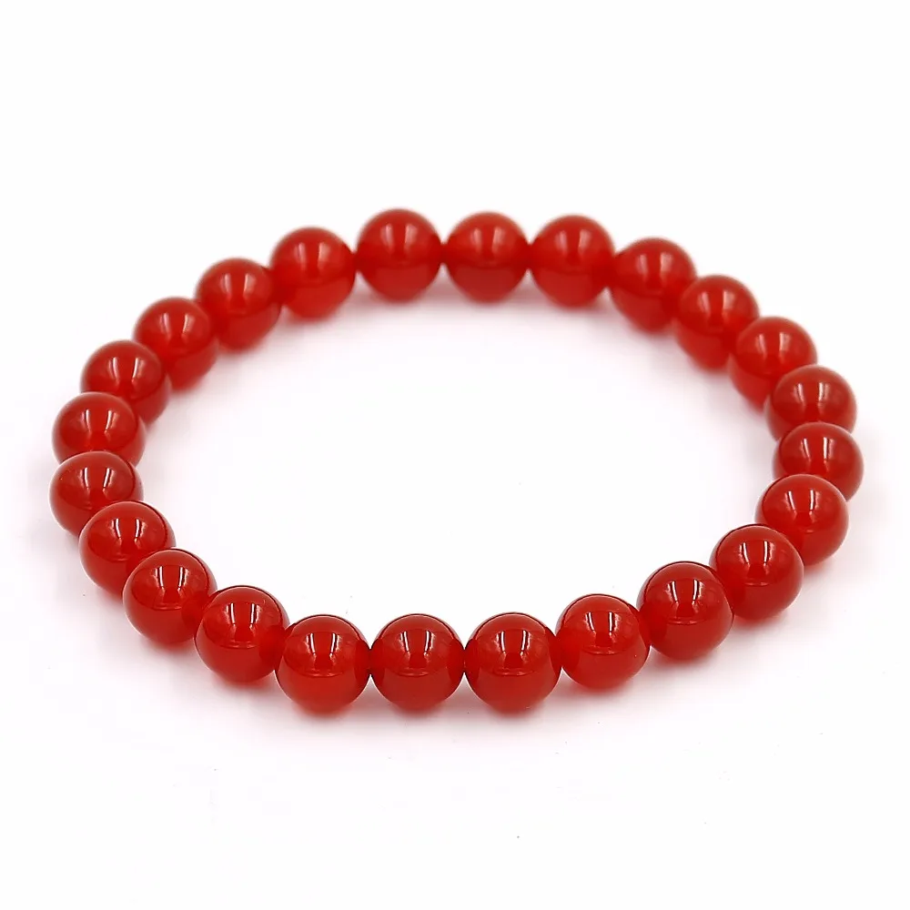 Женский браслет с бусинами из натурального оникса ярко красного цвета|bracelet
