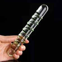 Pyrex glass dildo fake penis crystal anal beads butt plug prostate massager g spot female masturbation