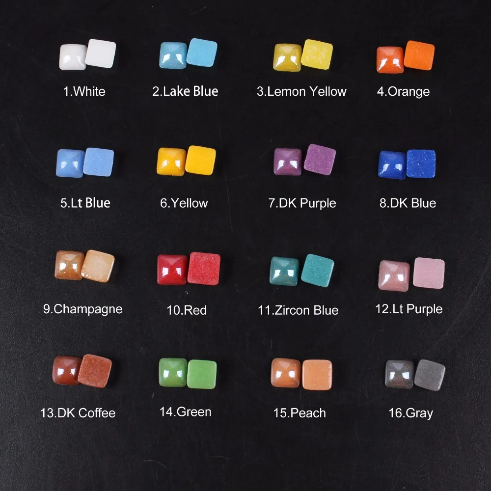 

Mix Color 17 Color Square Ceramic Beads 4mm-10mm DIY Craft Flatback Stones and Nail art Accessories free shipping