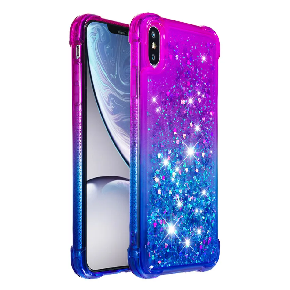 

Luxury Sequins Glitter Quicksand Phone Case for Apple iPhone XS MAX XR 6S 6 7 8 Plus Capa Silicone TPU Gradient Back Cover P03E