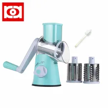 

Rotary Cheese Grater Chopper - Vegetable Mandoline Slicer with 3 Interchangeable Ultra Sharp Cylinders Stainless Steel Blades