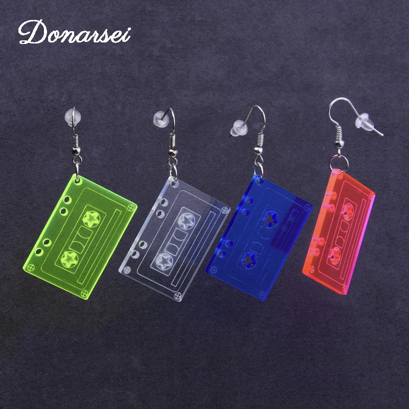 

Donarsei Simple Transparent Acrylic Tape Earrings For Women Acetate Personality Square Tape Drop Earrings Party