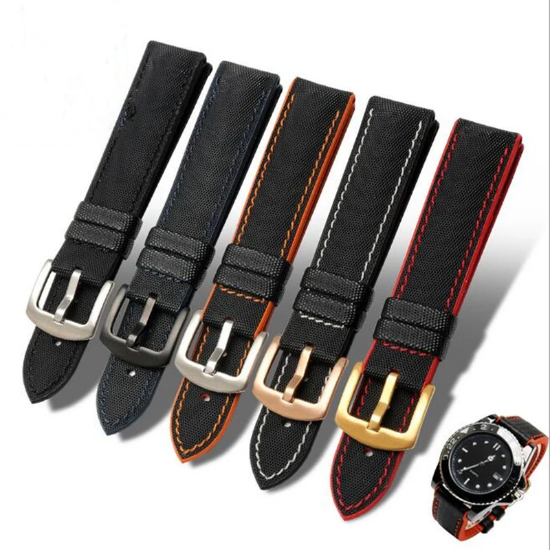 

17 18 19 20 21 22 23 24mm Fiber nylon Watch Straps For Omega Watch Band Men's Stainless Steel Clasp Brand Sports Watchband