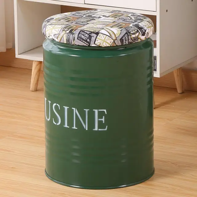 American retro bar chair wrought iron oil barrel stool paint bucket bar stool metal barrel stool