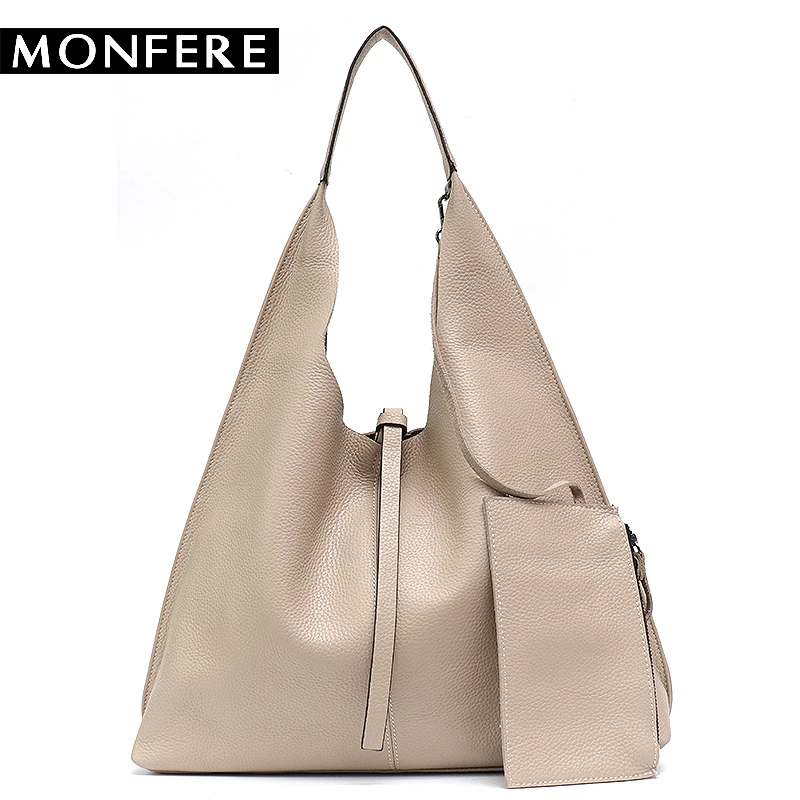 MONFE Genuine Leather Hobo Bags Women Casual Large Tote String Cowhide Shoulder Bags High Quality Brand Handbag Coin Purse Liner MONFE Genuine Leather Hobo Bags Women Casual Large Tote String Cowhide Shoulder Bags High Quality Brand Handbag Coin Purse Liner