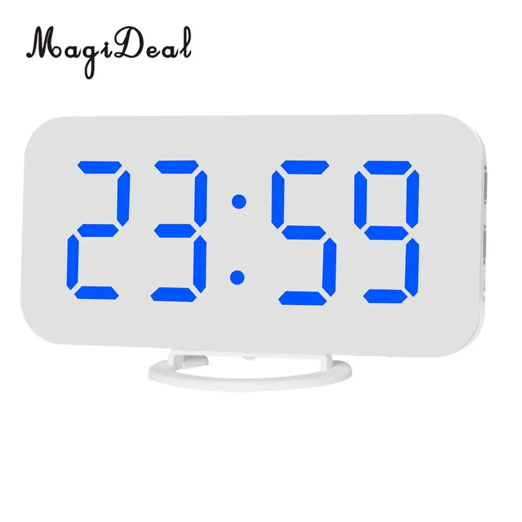 Phone Charging USB Alarm Clock Digital Clock with Large Easy-Read LED Display Diming Mode Snooze Function Mirror Surface