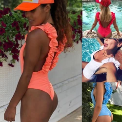 Falbala One Piece Swimsuit Women Bikini 2019 New Sexy Bikini Mujar Solid Swimwear Thong Padded Bathing Suit Beach Bikinis Set Falbala One Piece Swimsuit Women Bikini 2019 New Sexy Bikini Mujar Solid Swimwear Thong Padded Bathing Suit Beach Bikinis Set