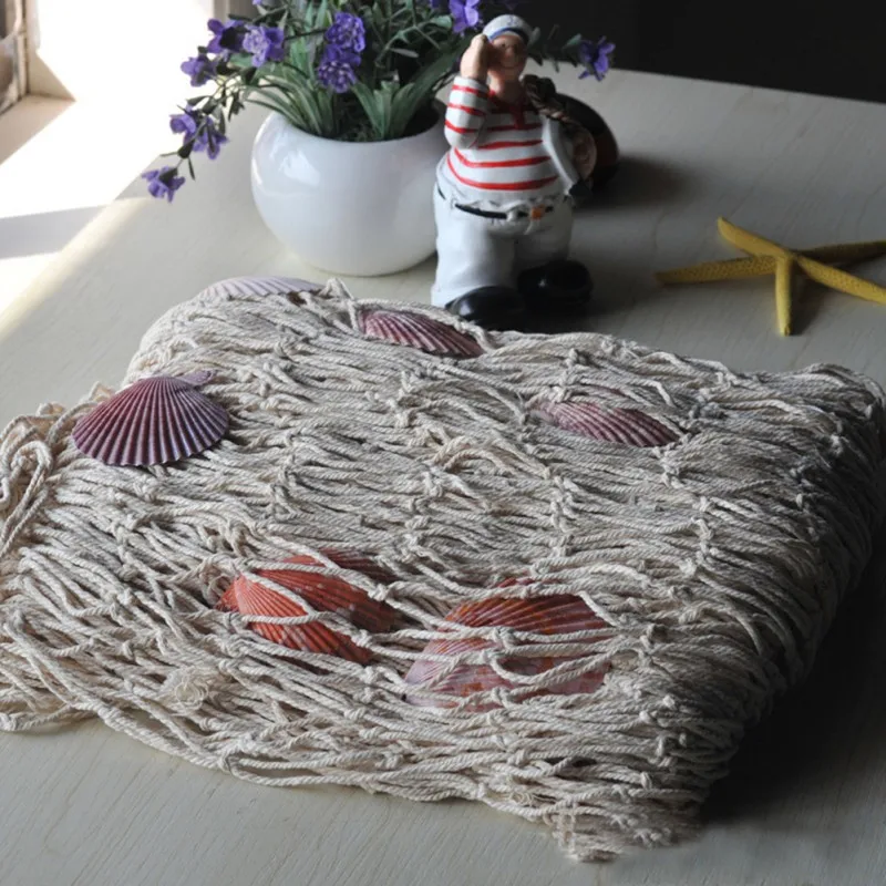 Мода морских рыболовная сеть Приморский стены пляж вечерние морских раковин дома Декор сада - Цвет: W