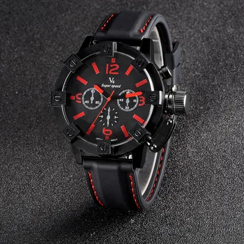 

2018 Fashion V6 Brand Wristwatches Clock Male Silicone Band Big Dial Quartz Watch Sport Men's Water Proof Watches Relojes Hombre